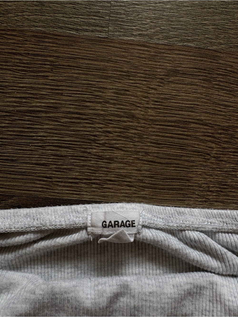 Garage Light Gray Ribbed Off-Shoulder Top - Picture 3 of 3